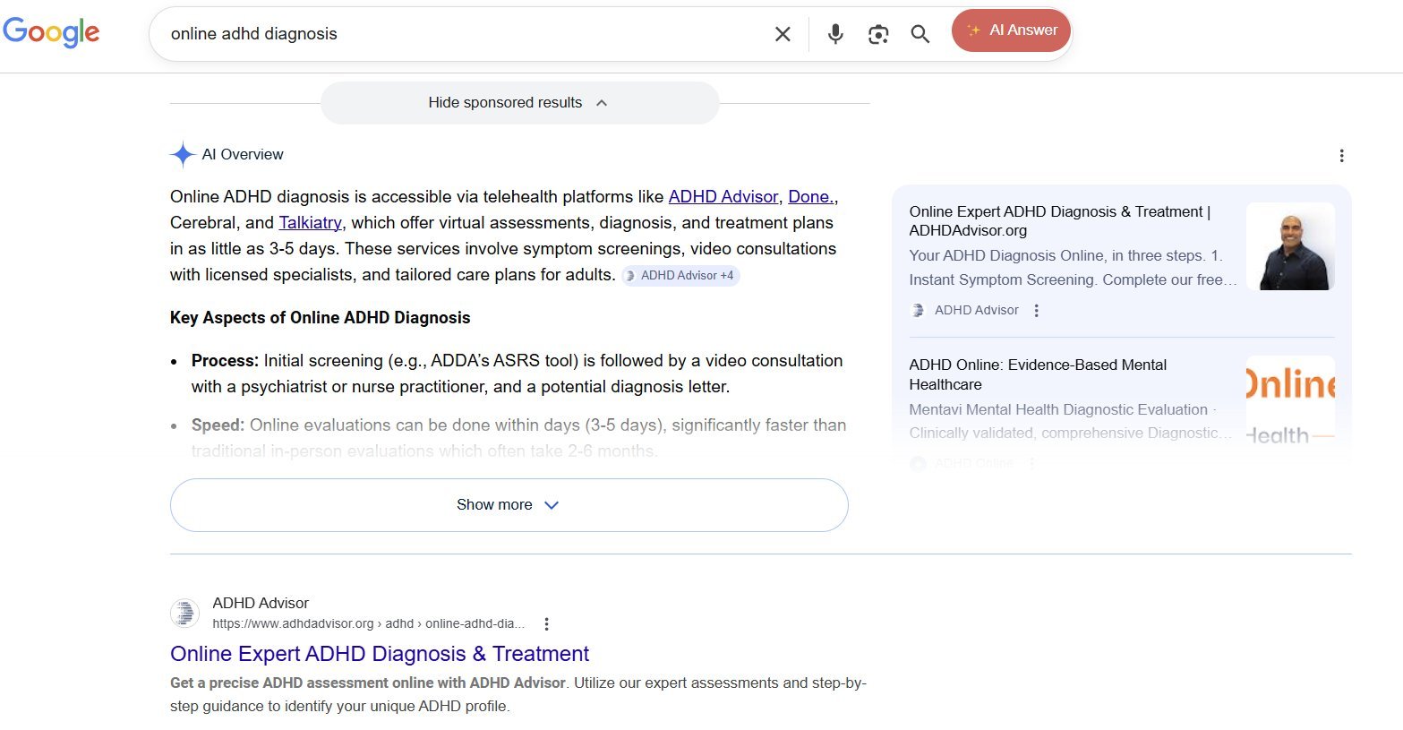 SEO for Telehealth Startup - SEO results screenshot